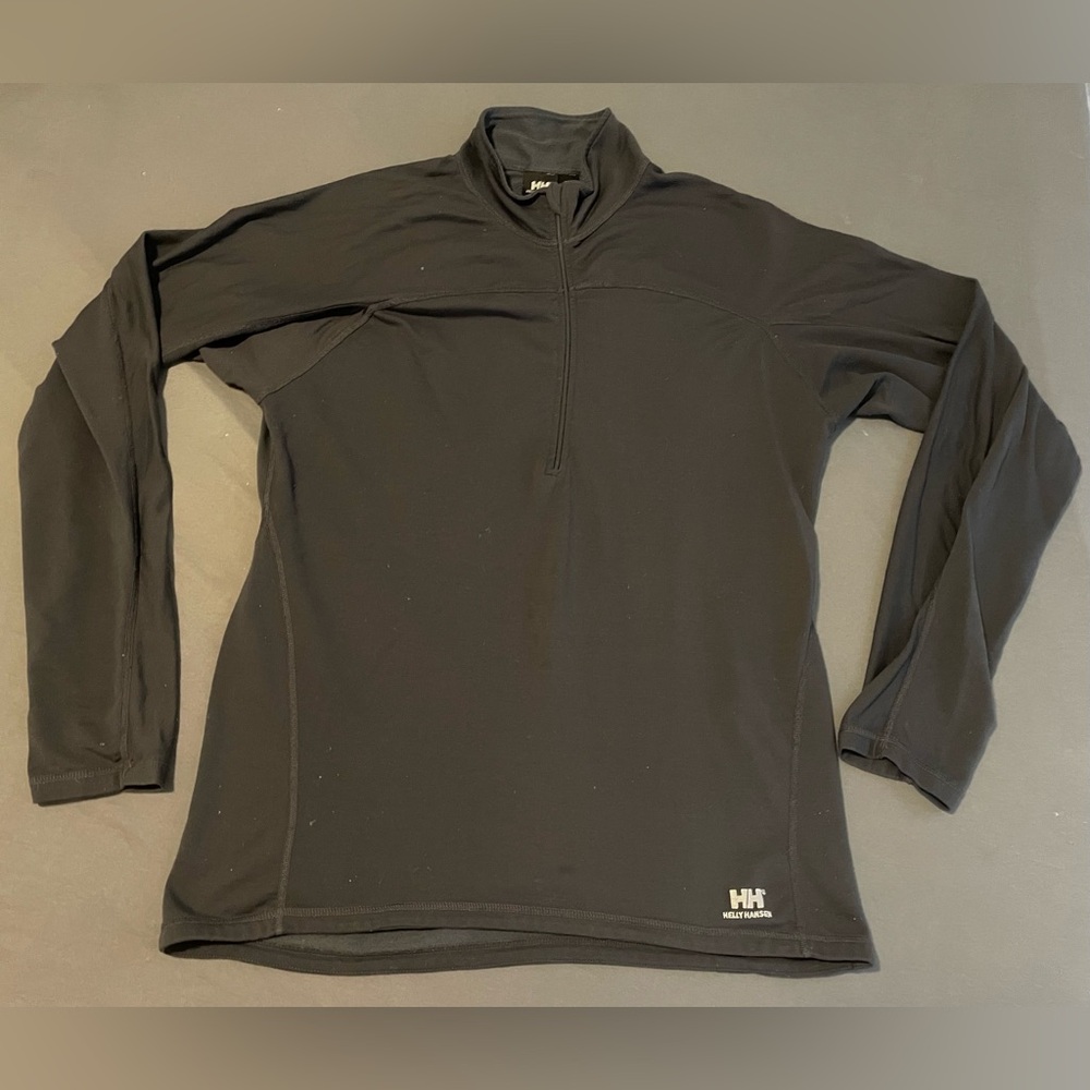 Helly Hansen Half Zip Fleece Base Layer Pullover All Black XL Women’s Sweater